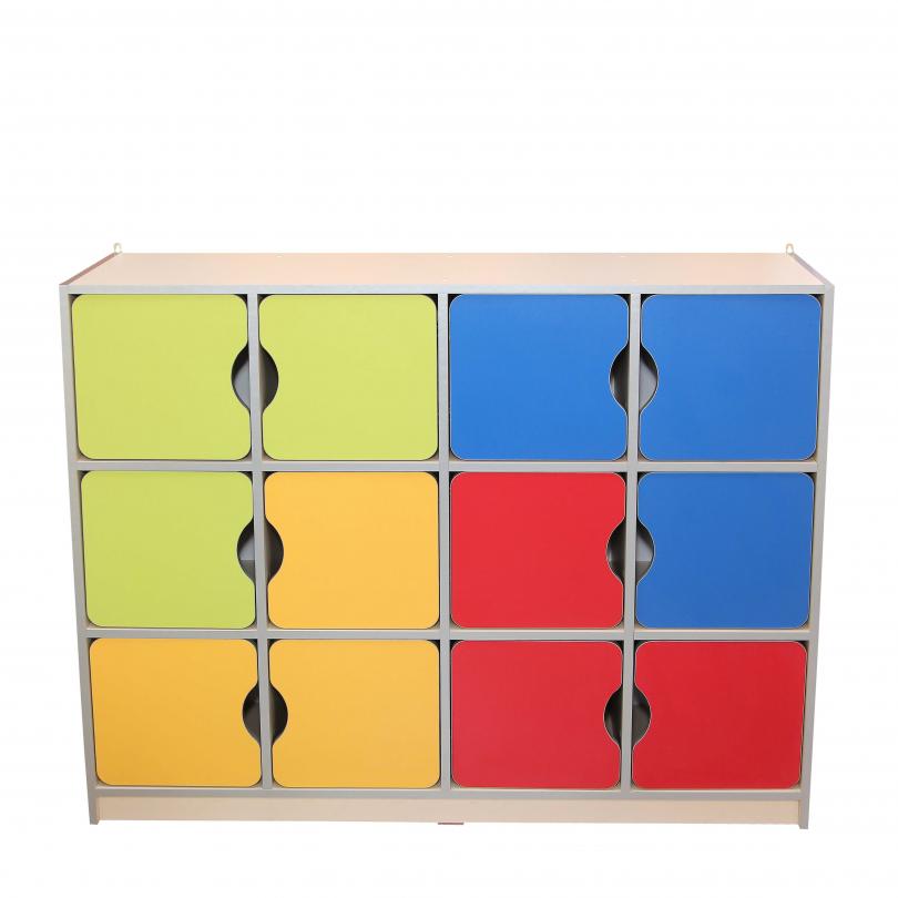 Шафа дитяча "Мозаїка", закрита, АНШАР ГРУП (28497), 1296х350х1040 мм, 12-ть дверцят з вирізом та з заокругленими кутами